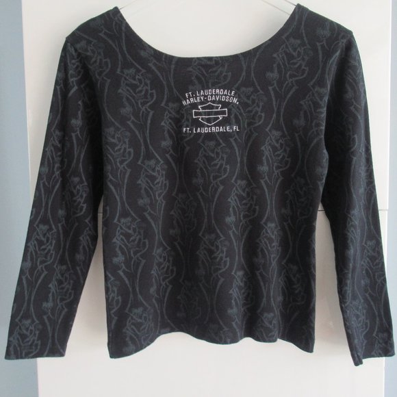 Y2K Harley Davidson Women’s T-Shirt Sz Small Fort Lauderdale, Florida Black - Picture 4 of 11